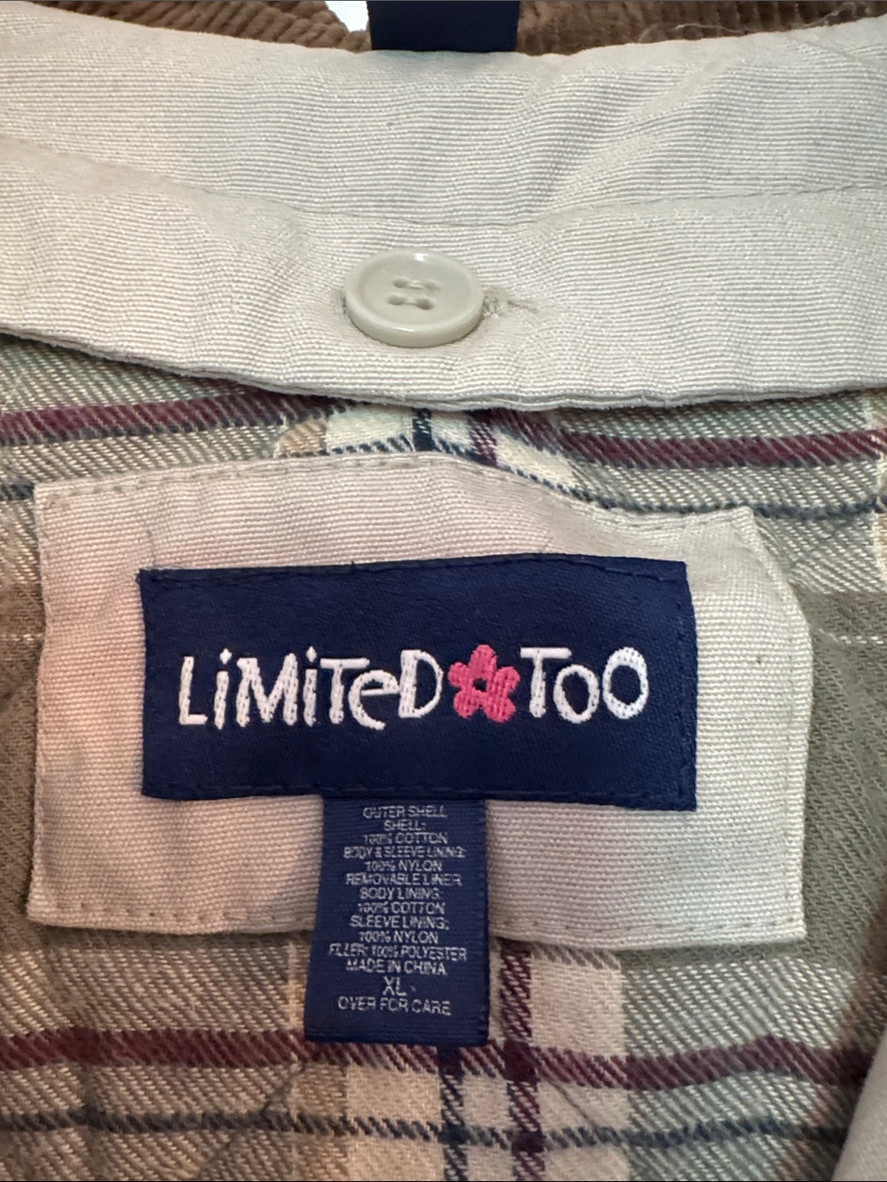 Limited Too RARE Vintage Zip up Chore Jacket Buttoned in Plaid Removeable Lining - Picture 2 of 15